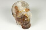 Polished Banded Agate Skull with Quartz Crystal Pocket #190519-2